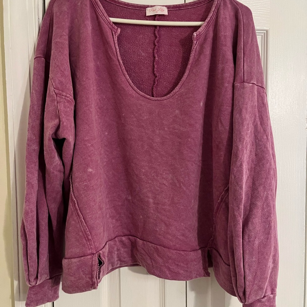 Purple Long Sleeve Crop Sweatshirt